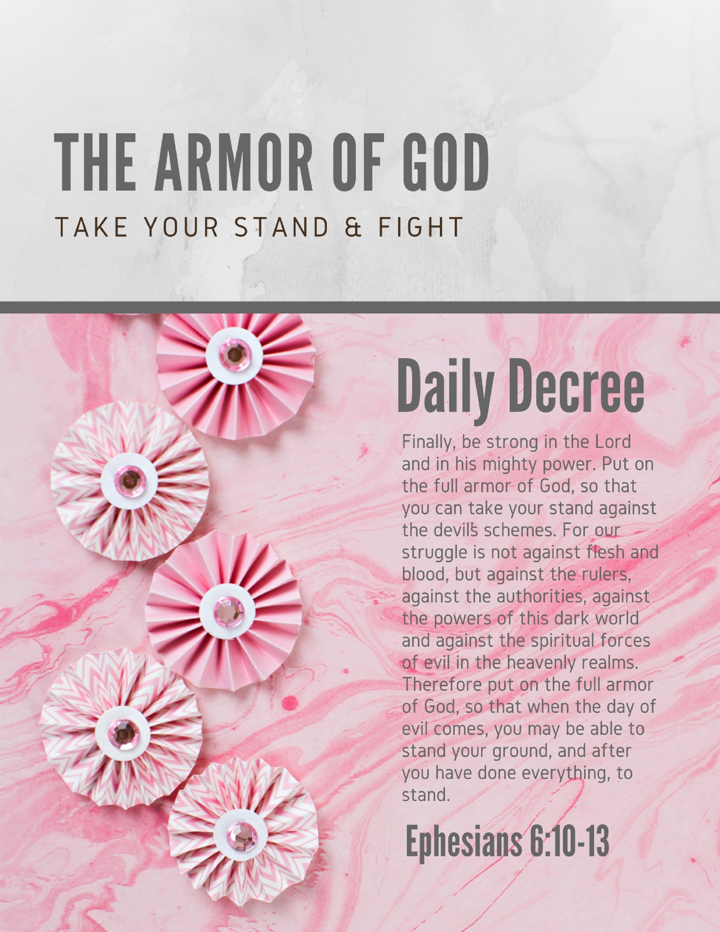 Wall Art Armor of God Declarations (Printable 7 page 8x10") Pink Marble