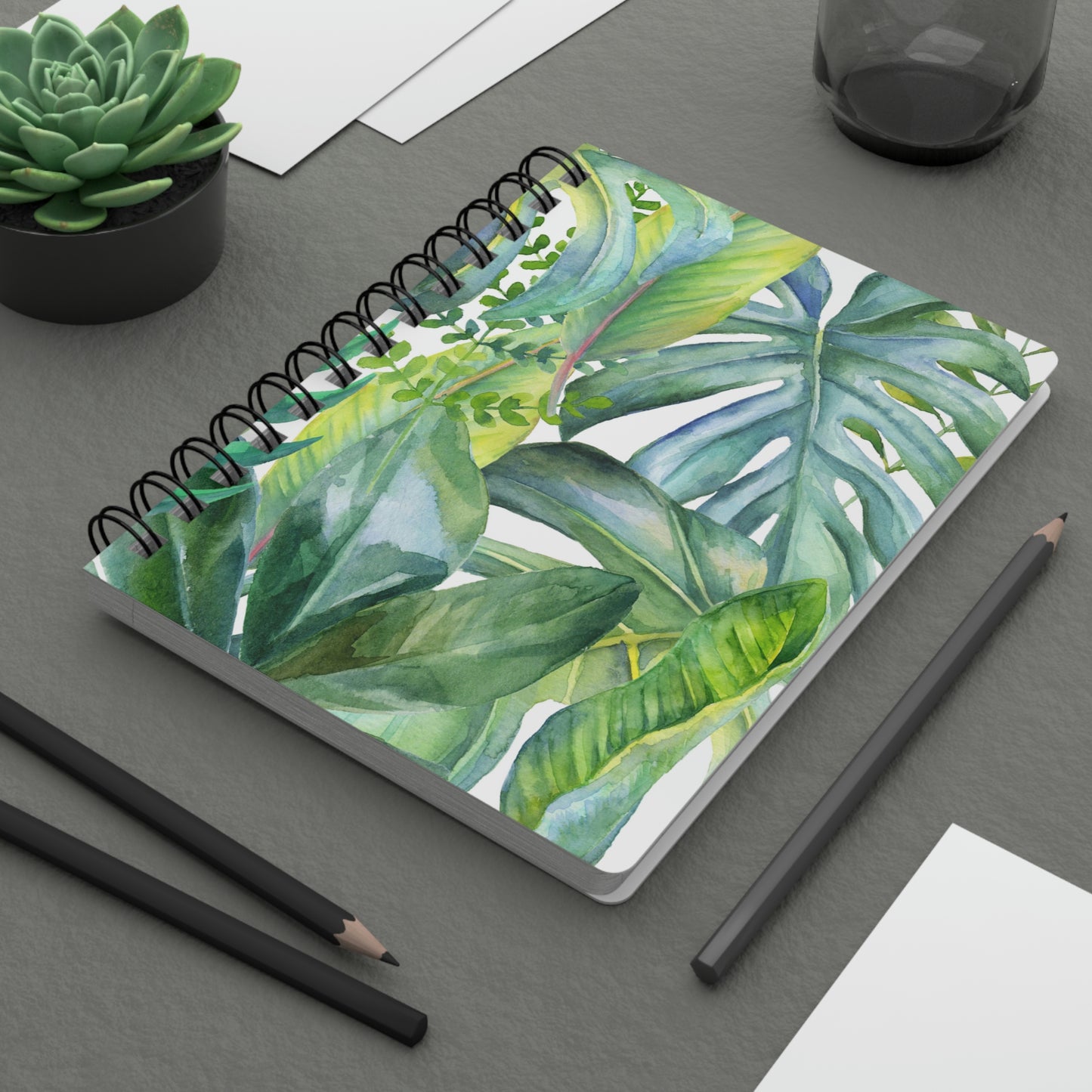 Spiral Bound Journal Green Leaves