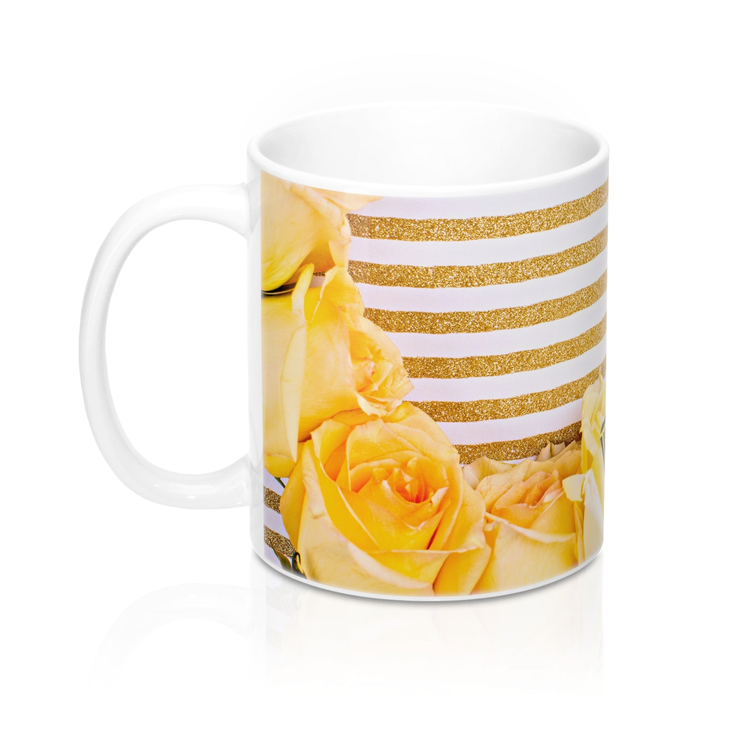 Ceramic Drinking Mug (Yellow Roses Gold)