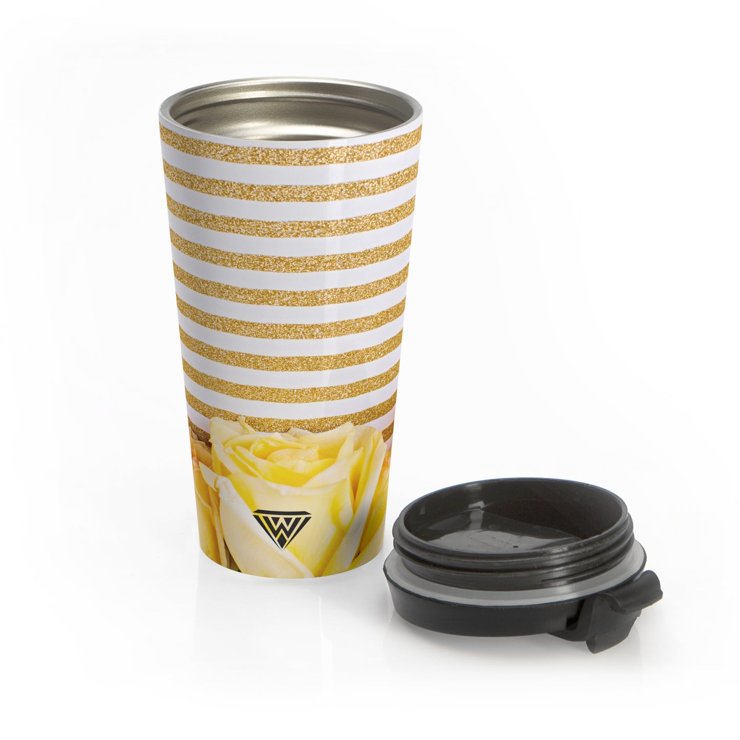Stainless Steel Travel Mug (Yellow Roses Gold)