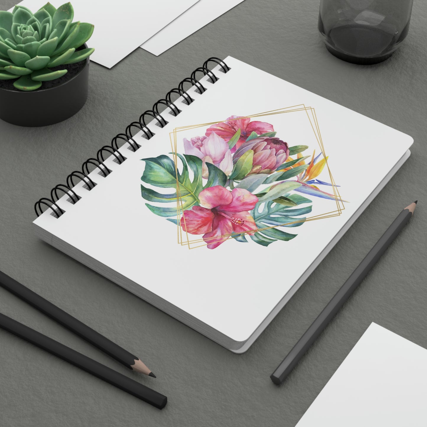 Spiral Bound Journal Triangle Flowers
