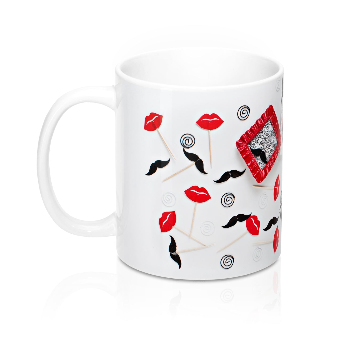 Ceramic Drinking Mug (Red Lips Moustache)