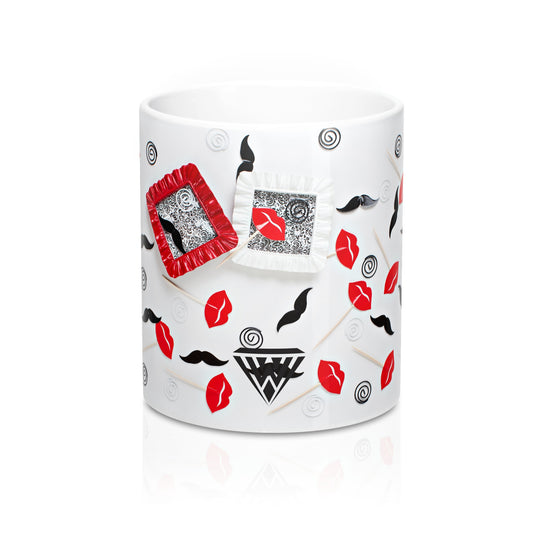 Ceramic Drinking Mug (Red Lips Moustache)