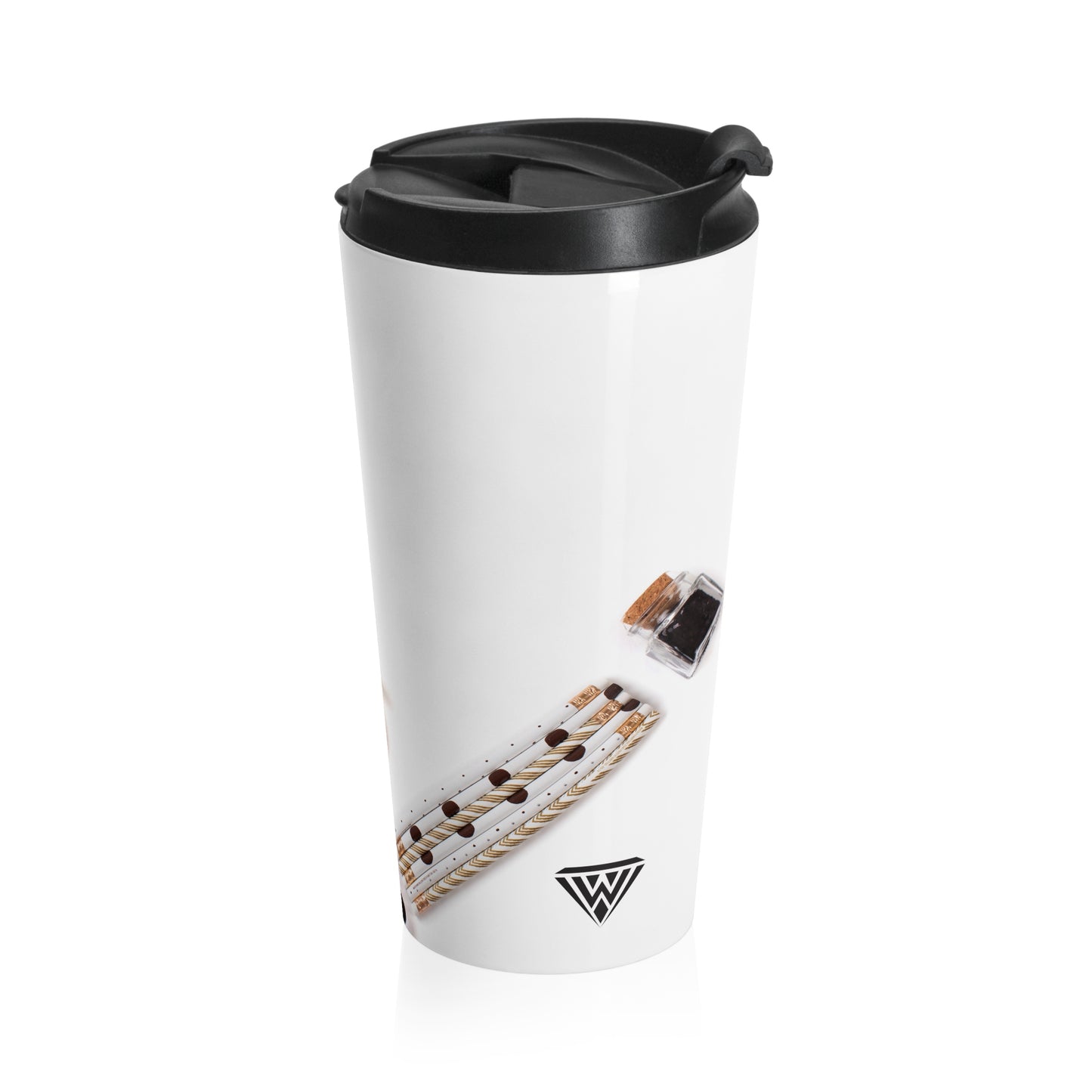 Stainless Steel Travel Mug (Black White Gold To Do)