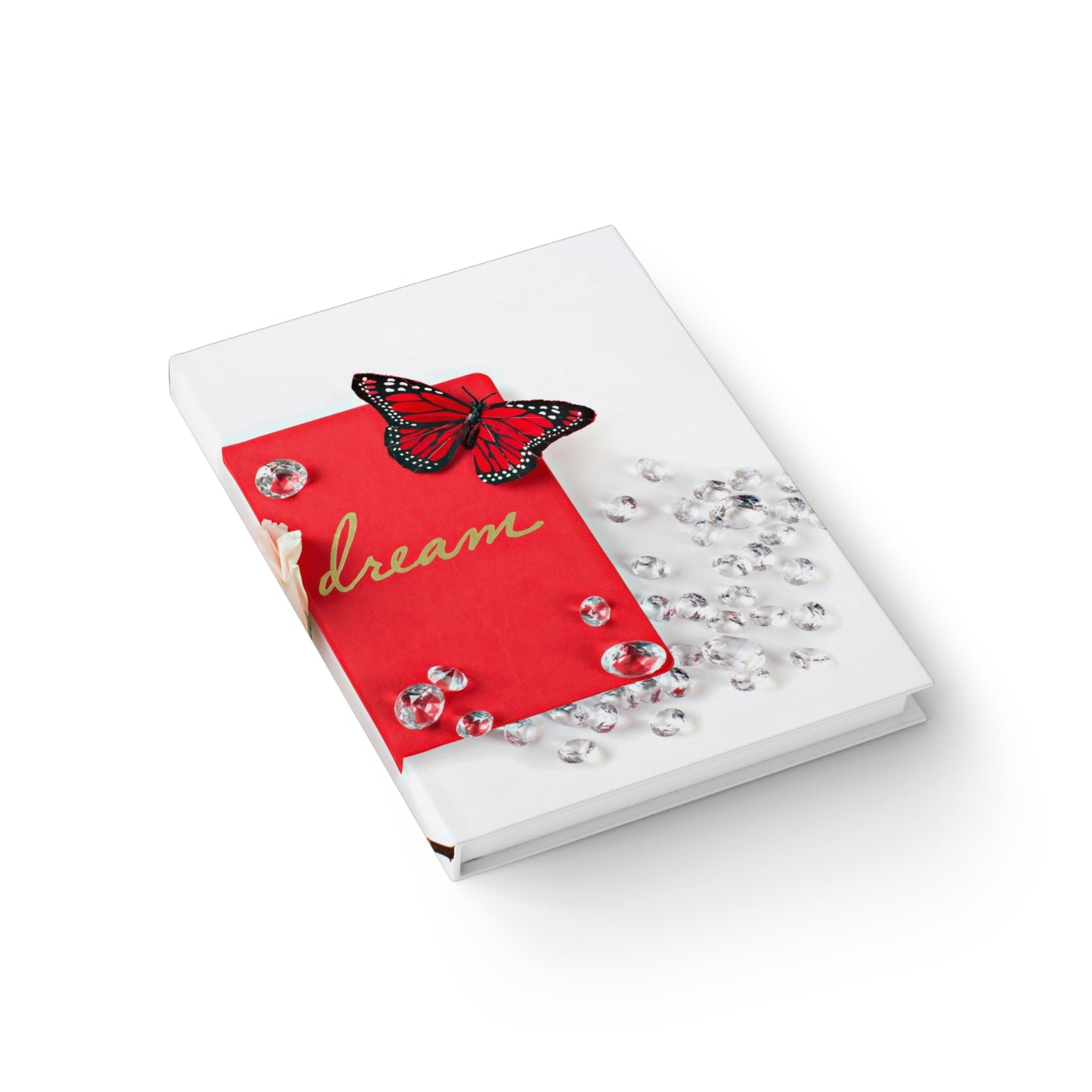 Journal - Ruled Line (Red Butterly Diamonds Cream Roses)