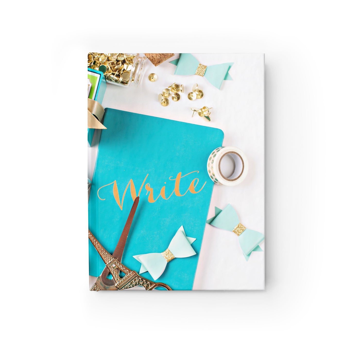 Journal - Ruled Line (Turquoise Gold Scissors Bows)