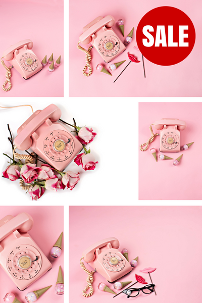 Stock Photo BUNDLE (Set of 10) Pink Retro Telephone