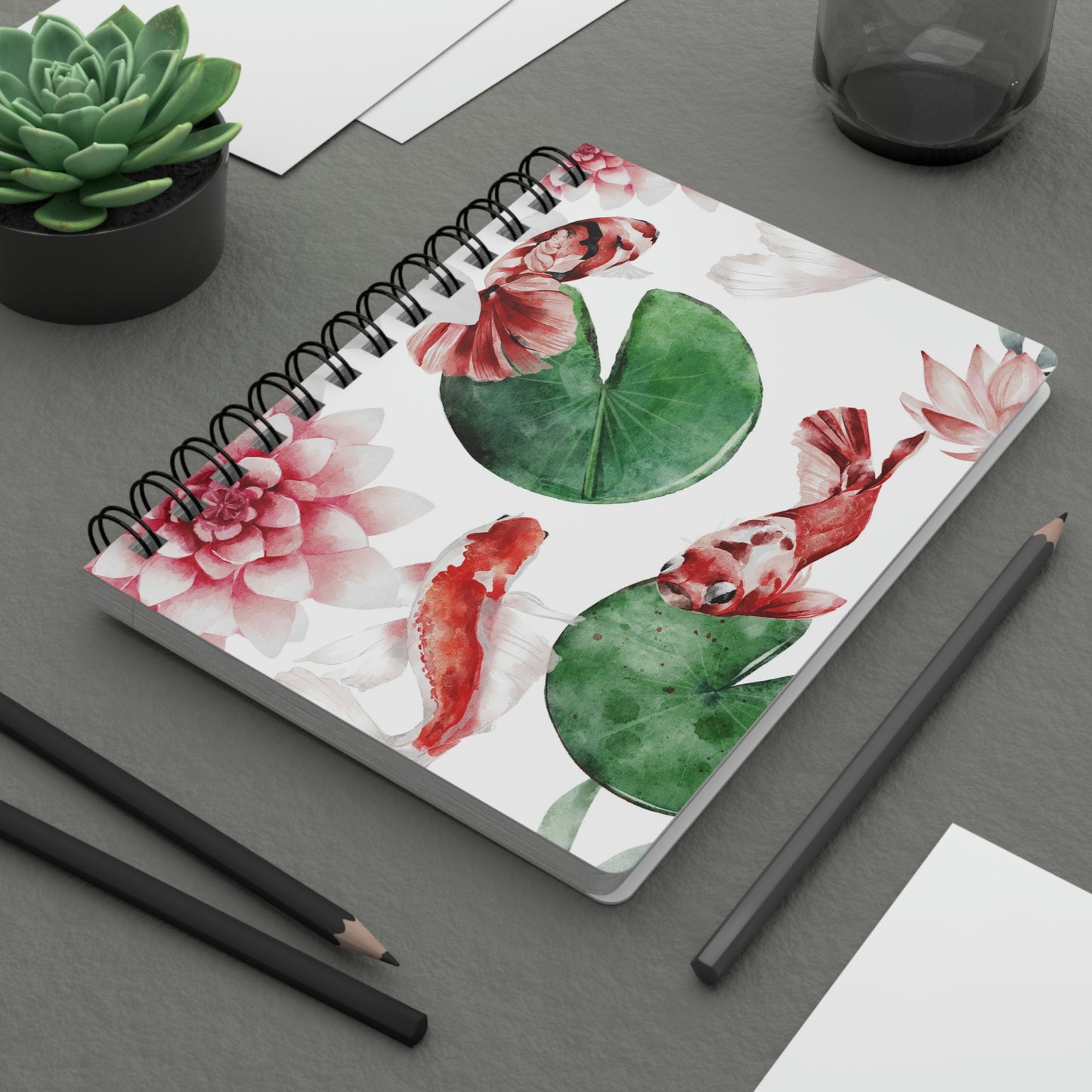 Spiral Bound Journal Koi Fish Pond