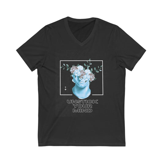 T-Shirt Unisex Adult Short Sleeve V-Neck Tee (Unstick Your Mind)