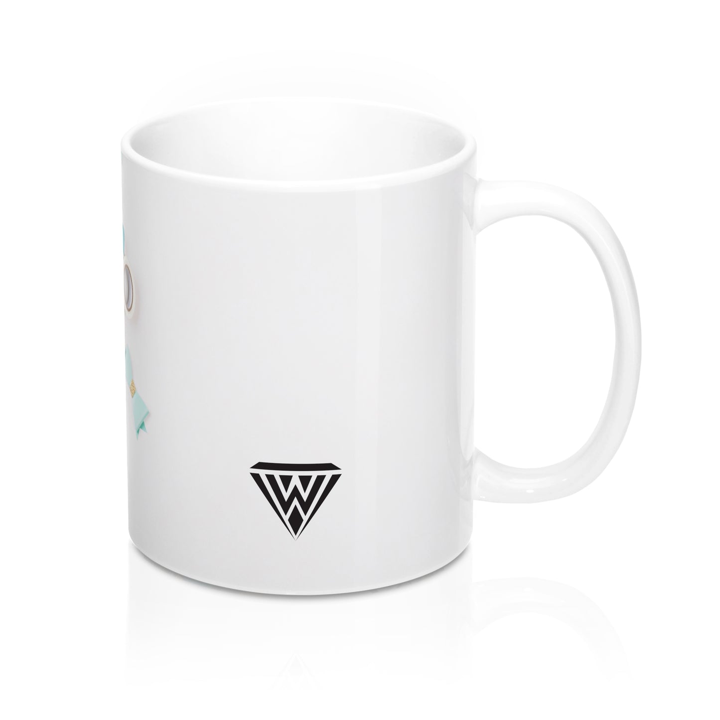 Ceramic Drinking Mug (Turquoise Journal Gold Scissors)