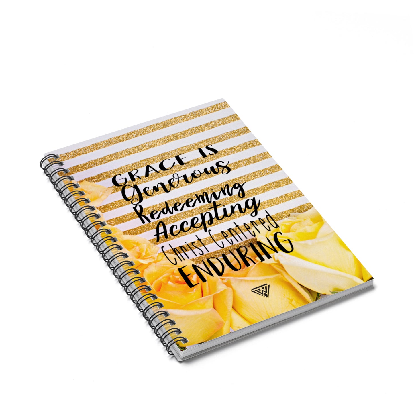 Spiral Notebook - Ruled Line (Yellow roses Gold White)