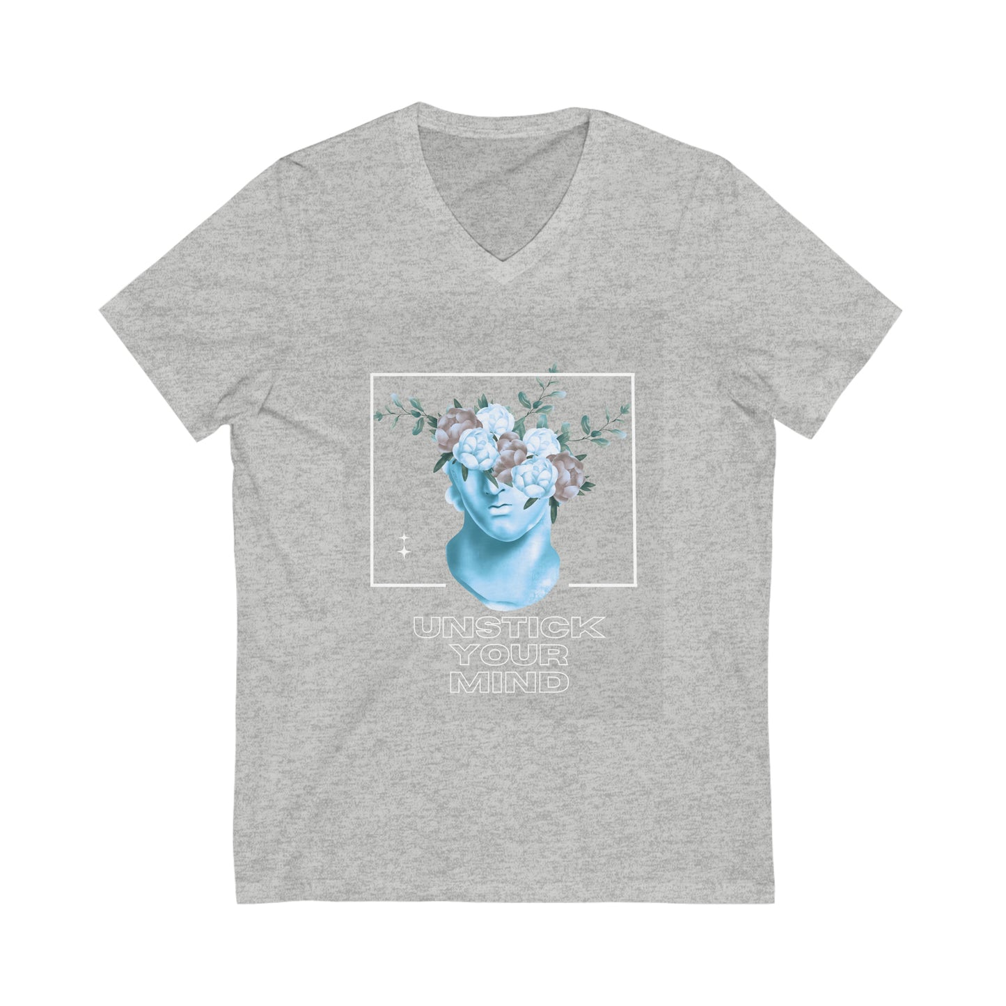 T-Shirt Unisex Adult Short Sleeve V-Neck Tee (Unstick Your Mind)
