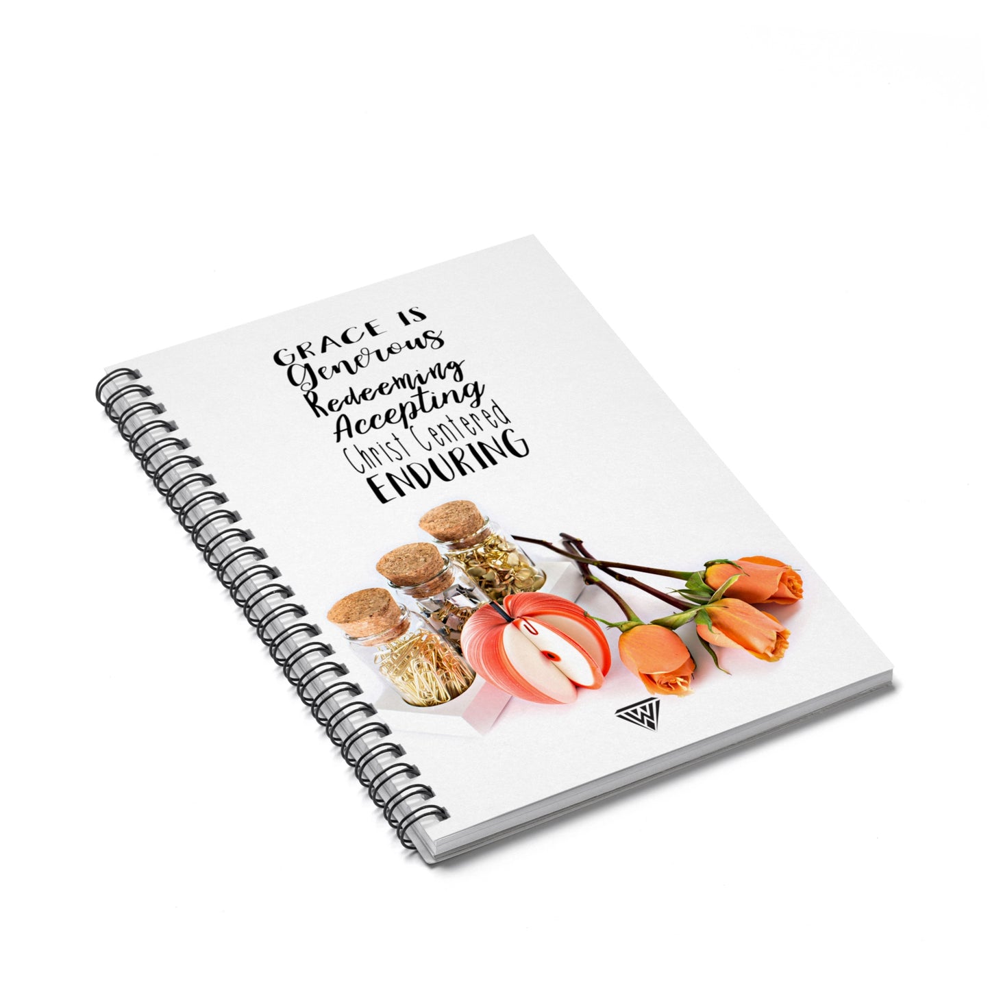 Spiral Notebook - Ruled Line (Orange Roses Apple Gold Pins)