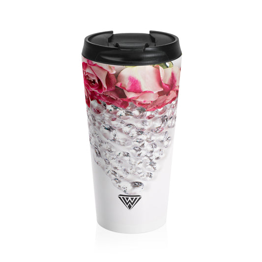 Stainless Steel Travel Mug (Diamonds Prink Roses)