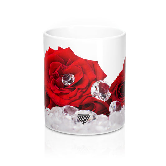 Ceramic Drinking Mug (Red Roses Diamonds)