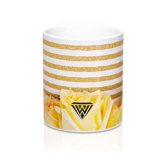 Ceramic Drinking Mug (Yellow Roses Gold)