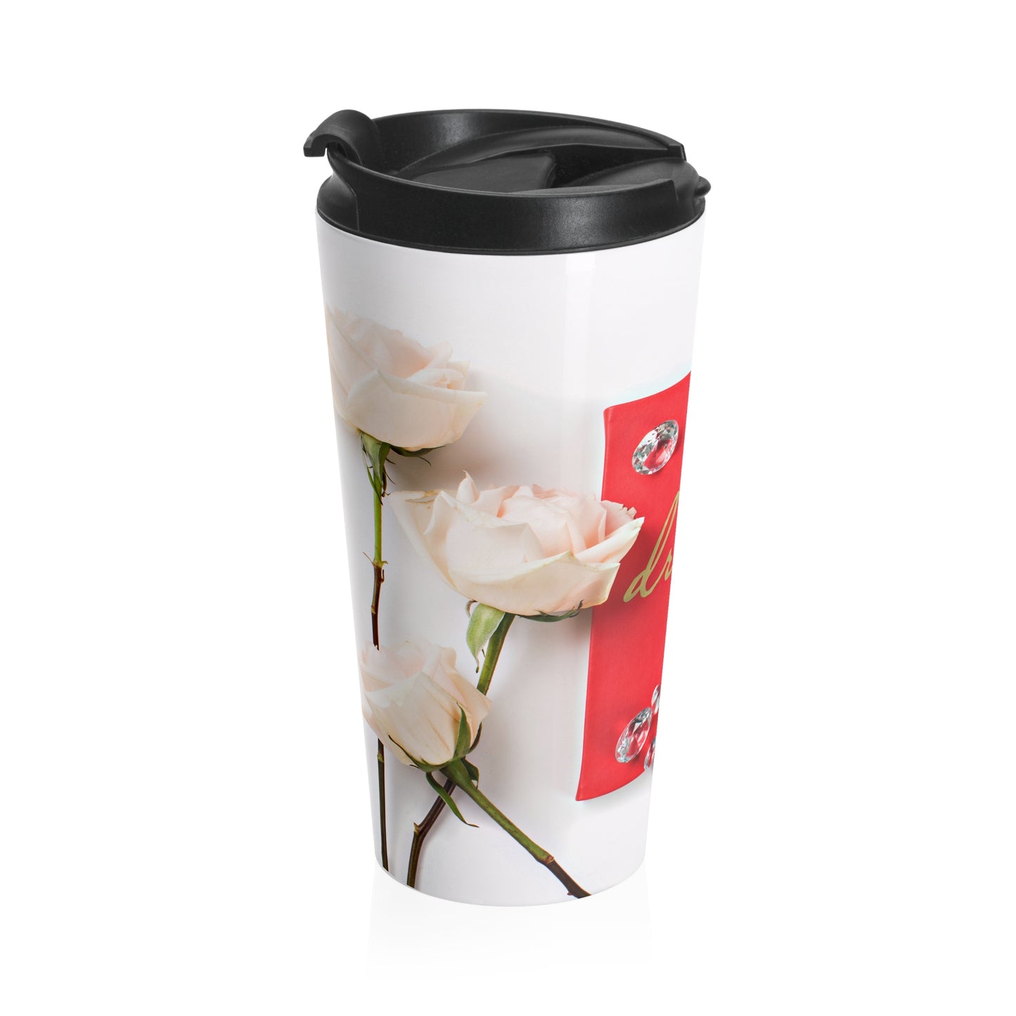 Stainless Steel Travel Mug (Diamonds Red Butterfly)