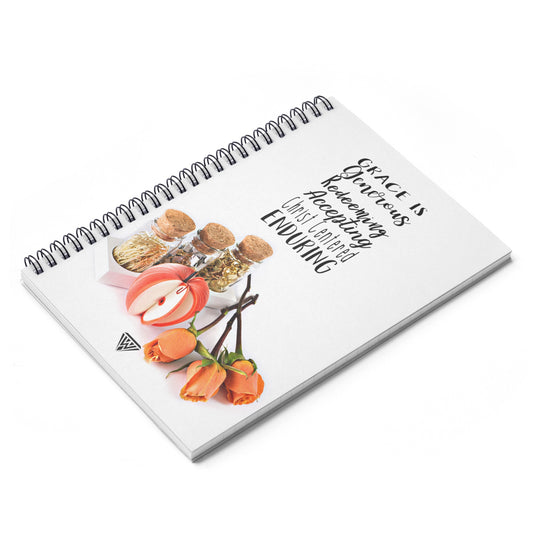 Spiral Notebook - Ruled Line (Orange Roses Apple Gold Pins)