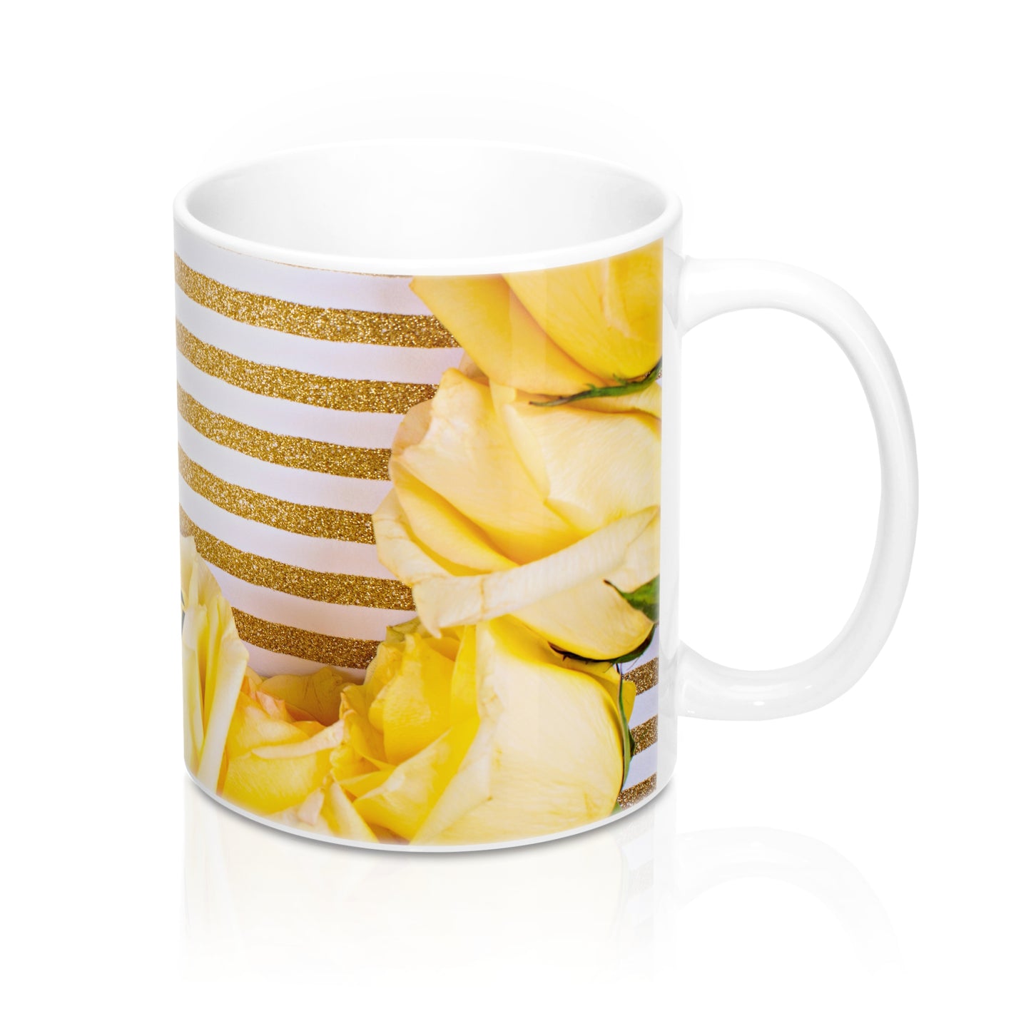 Ceramic Drinking Mug (Yellow Roses Gold)