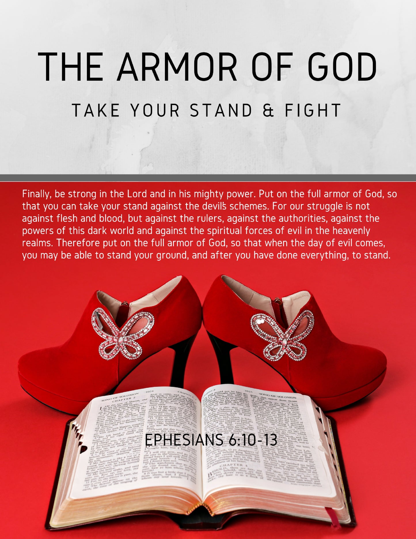 Wall Art Armor of God Declarations (Printable 7 page 8x10") Red Heels