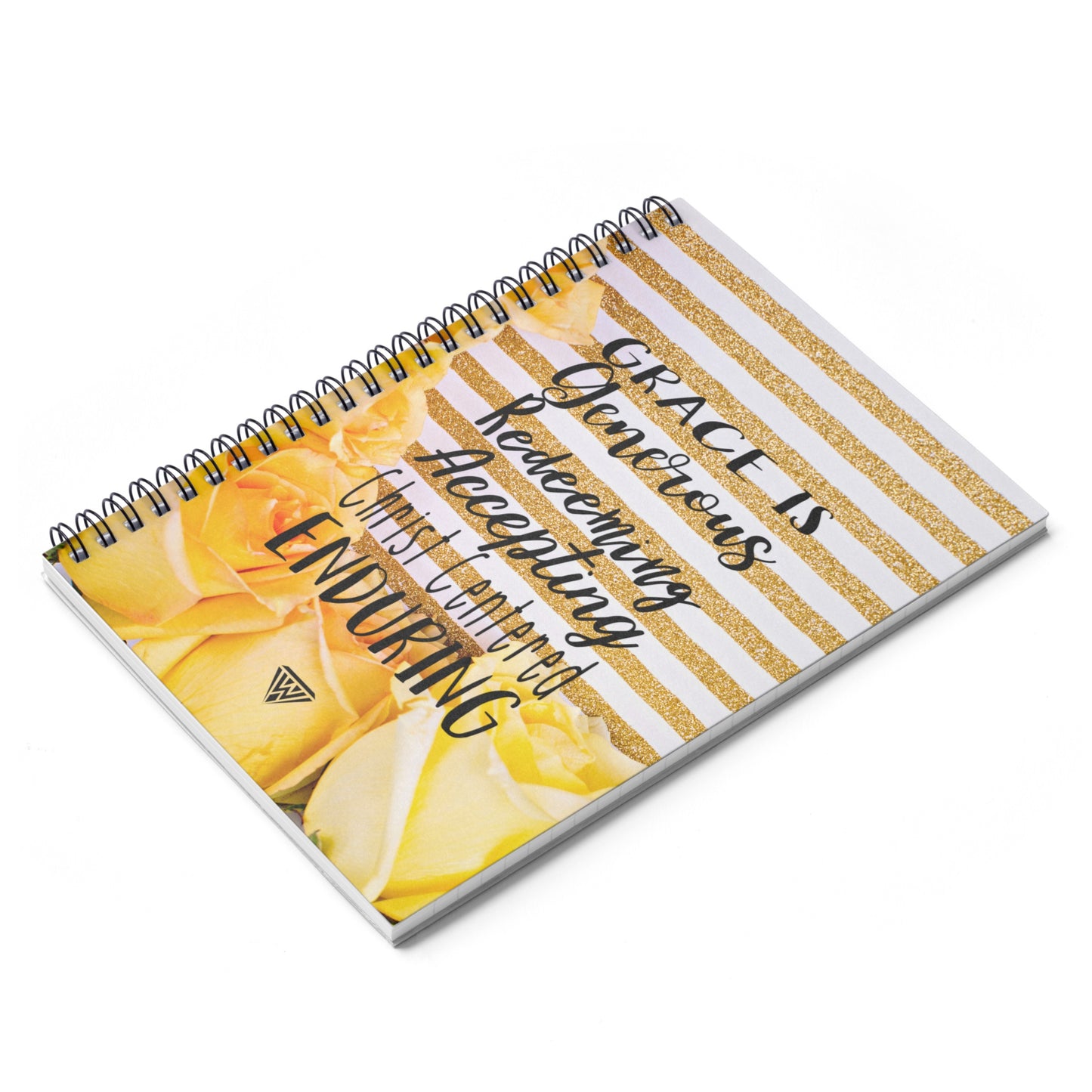 Spiral Notebook - Ruled Line (Yellow roses Gold White)