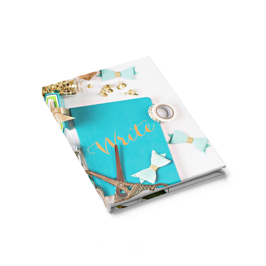 Journal - Ruled Line (Turquoise Gold Scissors Bows)