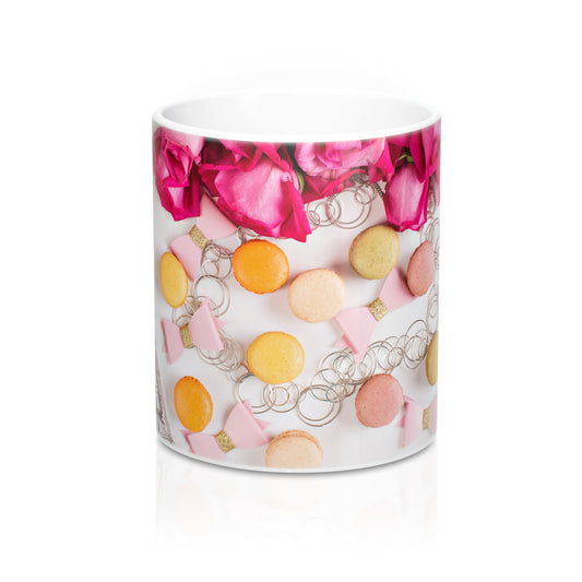 Ceramic Drinking Mug (Pink Roses Macarons Paris)