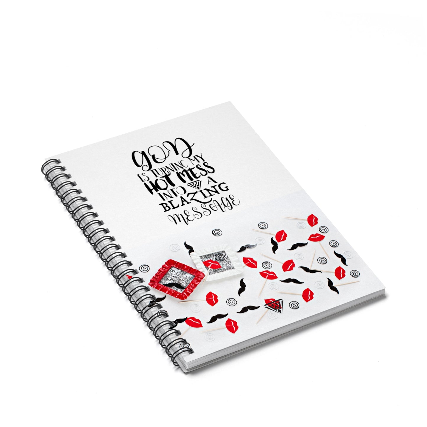Spiral Notebook - Ruled Line (Red Black Lips Moustache)